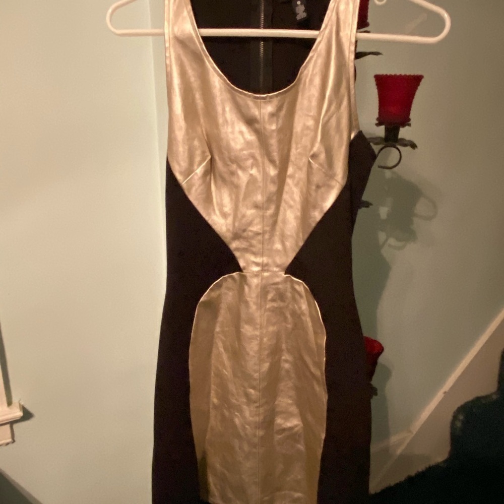 Aqua Black and Gold Sleeveless Cocktail Dress - Picture 1 of 4